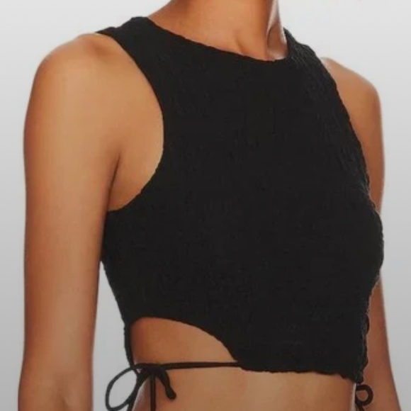 NWT Tularosa (Revolve) Crop Top Black Side Ties (Size XL but fits like M/L) - Picture 2 of 7
